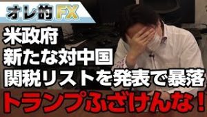 FX、トランプ政権が新たな対中国関税リストを発表して暴落！ふざけんな！！