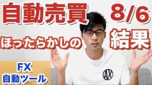 FX自動ツール EA 検証中！8月6日 3勝2敗で利益は？ このソフトでほったらかしで儲ける！