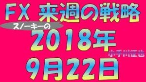 FX スノーキー(小手川征也)の来週の戦略 2018年9月22日