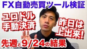 先週と2018年9月24日の結果は?サポートからの注意を参考にユロドルを手動で決済!?24日の結果は上出来!!【FX自動売買ツール検証 結果報告】