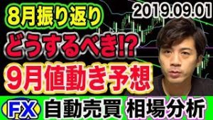 【FX自動売買 相場分析】8月振り返り 9月値動き予想！初心者さんはどうするべき？【2019.09.01】