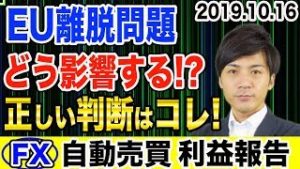【FX自動売買】EU離脱問題はどう影響する!? 初心者の為に正しい判断をお教えします！たった2日間でガッチリ稼ぐ【2019.10.16】【運用利益報告】