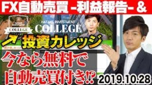 【投資カレッジ】月額980円のオンラインスクール！今なら特典で自動売買ツール付き!? 【2019.10.28 FX自動売買 利益報告】