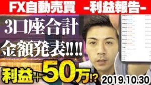 【FX自動売買】利益合計50万円!? システムが勝手に稼ぐから初心者でもスマホで簡単副業！【2019.10.30 FX自動売買 利益報告】