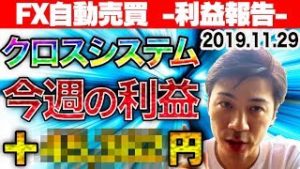 【FX自動売買】クロスシステム今週の利益＋○○,○○○円！初心者でもスマホでほったらかしで稼げる資産運用【2019.11.29 EA検証中】