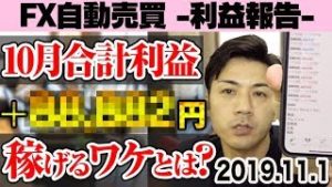 【FX自動売買】10月合計利益＋○○,○○○円!! 稼げるワケとは？初心者でも自動で副収入の理由を解説！【2019.11.1 EA利益報告】