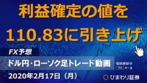 利益確定の値を110.83到達に引き上げ【200217ドル円・ローソク足トレード動画】FX予想