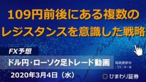 109円前後にある複数のレジスタンスを意識した戦略【200304ドル円・ローソク足トレード動画】FX予想