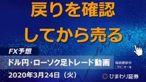 戻りを確認してから売る【200324ドル円・ローソク足トレード動画】FX予想