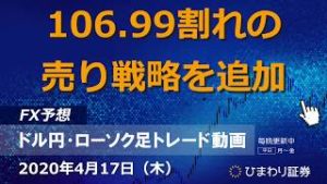 106.99割れの売り戦略を追加【200417ドル円・ローソク足トレード動画】FX予想