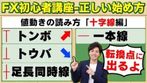 【FX初心者講座】相場の転換点によく出るローソク足「十字線」を解説【正しい始め方#11】
