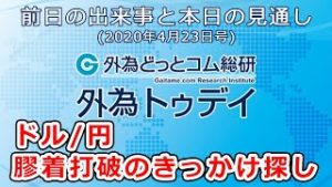 ＦＸテキスト動画「ドル/円、膠着打破のきっかけ探し」 外為トゥデイ 2020年4月23日号