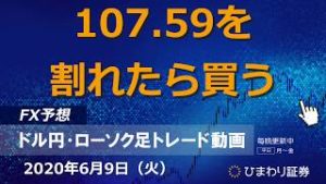 107.59を割れたら買う【200609ドル円・ローソク足トレード動画】FX予想