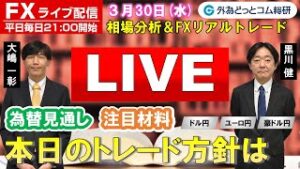 FXライブ/為替予想【実践リアルトレード】ドル/円、豪ドル/円、ユーロ/円、ポンド/円 徹底予測、エントリー・利食い・損切りポイント徹底解説、注目材料（2022年3月30日)